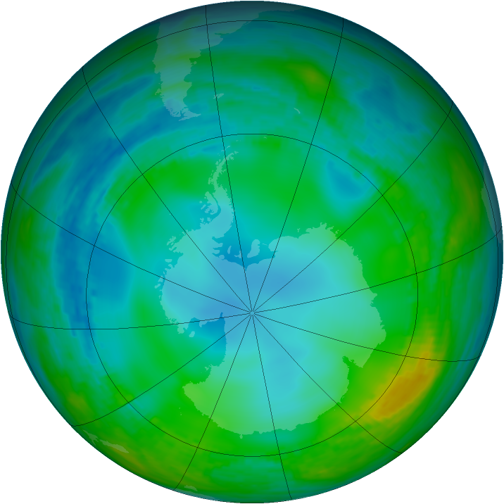 Antarctic ozone map for 01 June 1989